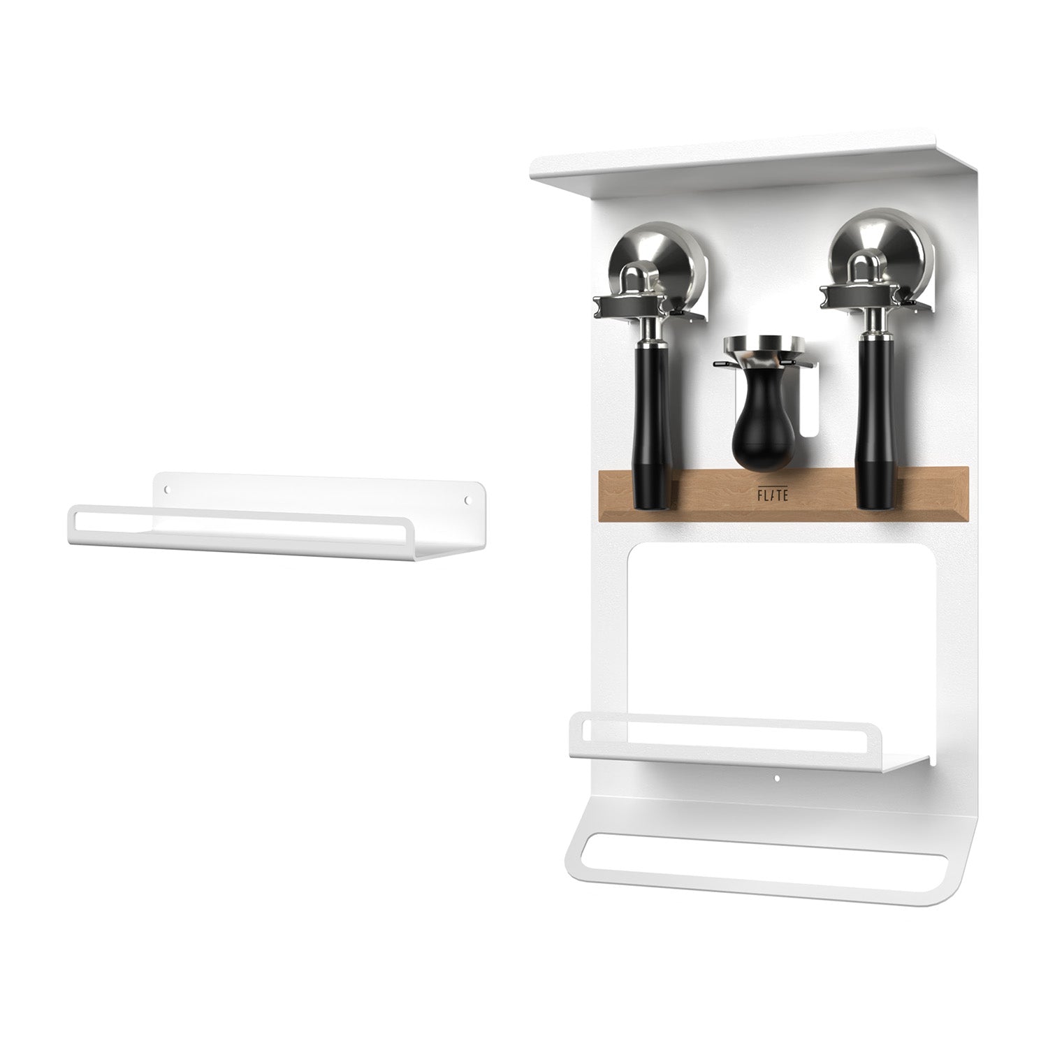 FLATE® Barista Rack + Universal Shelf Bundle (White) FLATE® Store